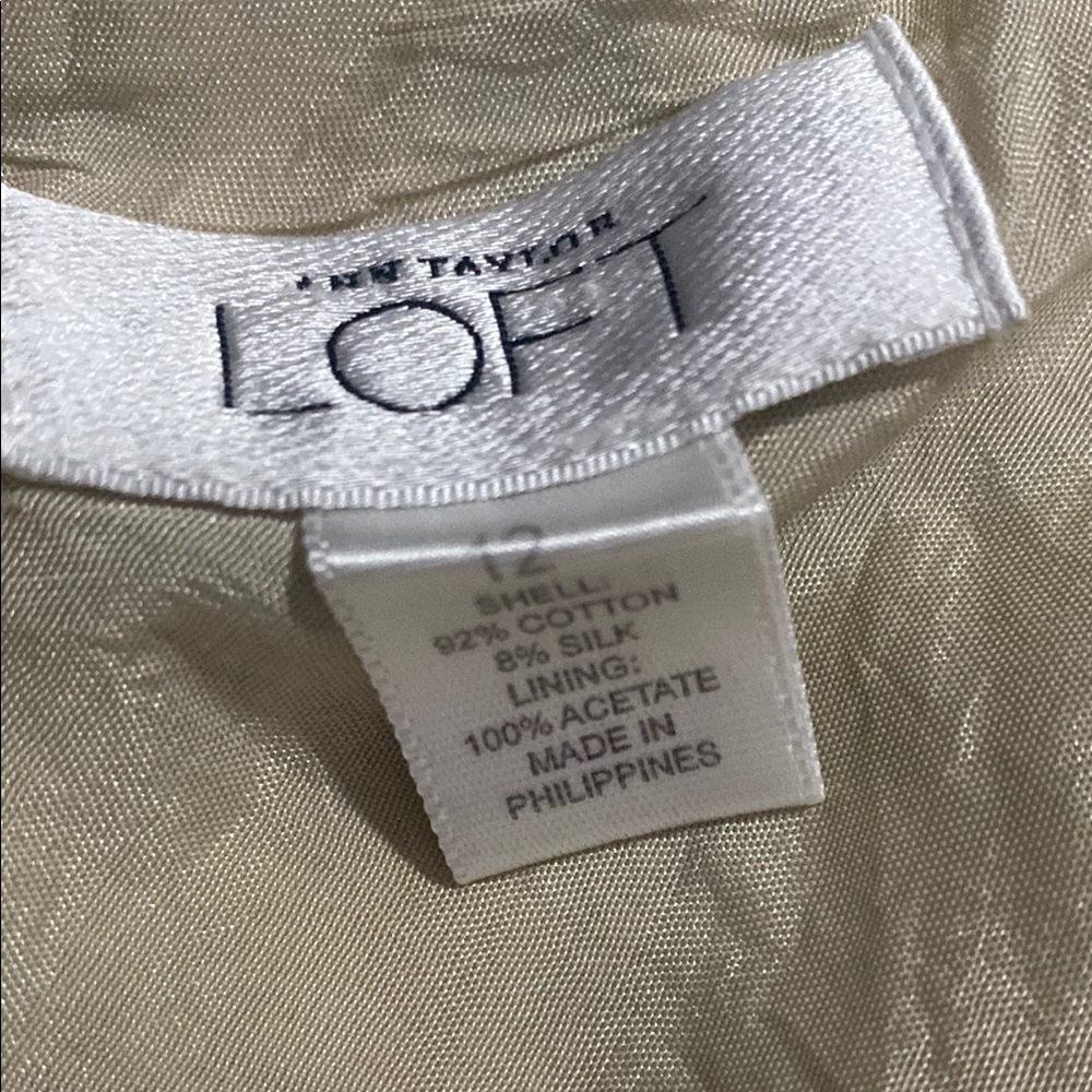 LOFT Blue/Green and Cream A-Line Skirt - Picture 2 of 10